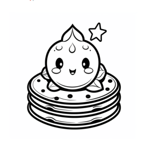 Dibujo de pancakes con helado y estrella para colorear