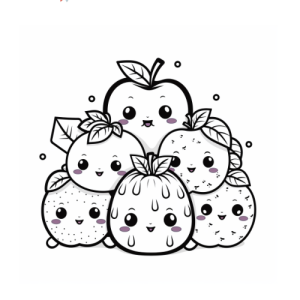 Dibujo de frutas kawaii para colorear