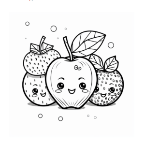 Dibujo de frutas sonrientes para colorear