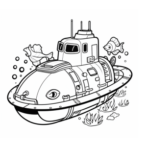 Dibujo de submarino divertido para colorear