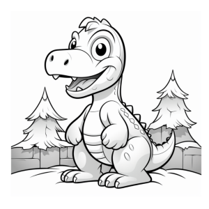 Dibujo de dinosaurio amigable para colorear