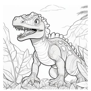 Dibujo de dinosaurio sonriente para colorear