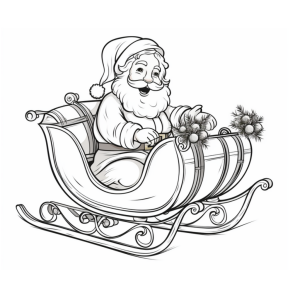 Dibujo de santa claus en su trineo para colorear