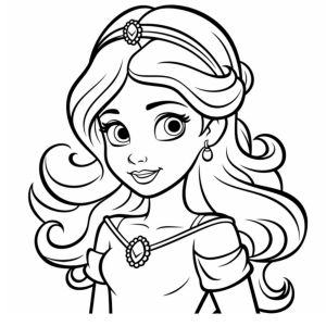 Dibujo de princesa con cabello largo para colorear