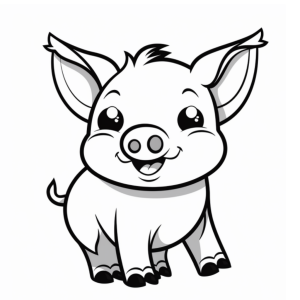 Dibujo de cerdito sonriente para colorear