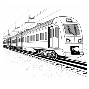 Dibujo de tren en estación para colorear