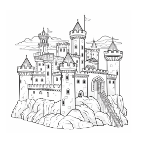 Dibujo de un castillo majestuoso para colorear