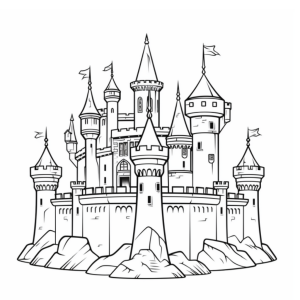 Dibujo de un castillo imponente para colorear