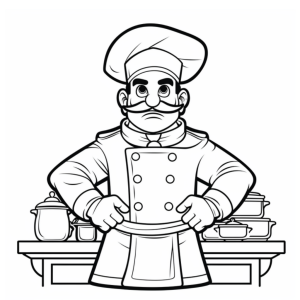 Dibujo de chef cocinero con utensilios para colorear