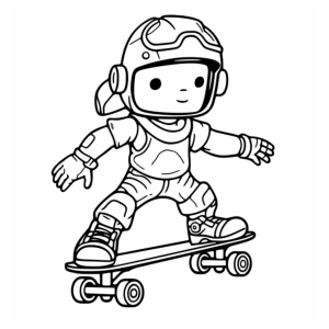 Dibujo de niño patinando sobre skate para colorear