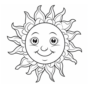 Dibujo de sol sonriente para colorear