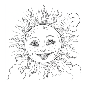 Dibujo de sol sonriente con rayos para colorear