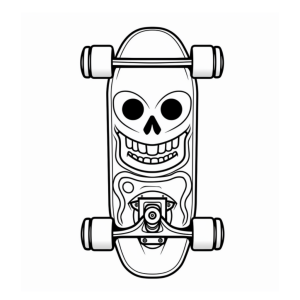 Dibujo de patineta con calavera para colorear