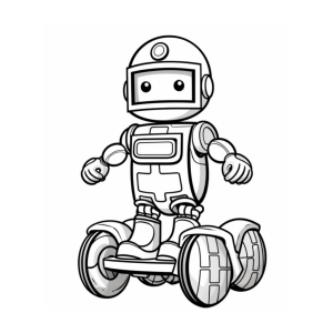 Dibujo de robot sonriente sobre hoverboard para colorear