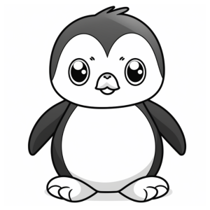 Dibujo de simpático pingüino para colorear