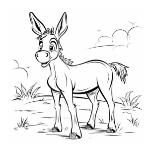 Dibujo de un burro simpático para colorear