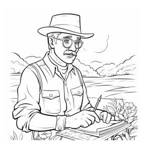 Dibujo de un agricultor en el campo para colorear