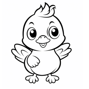 Dibujo de pollito kawaii para colorear