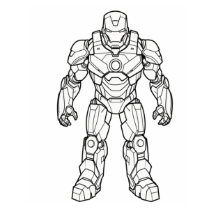 Dibujo de superhéroe Iron man en armadura para colorear