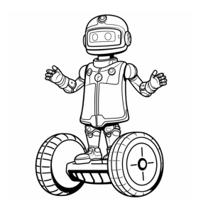 Dibujo de robot futurista en hoverboard para colorear