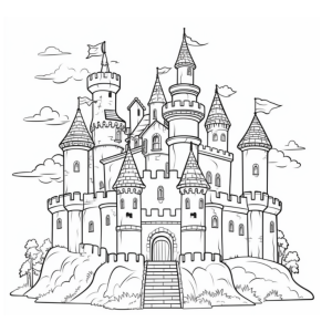 Dibujo de castillo medieval para colorear