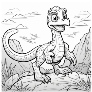 Dibujo de dinosaurio simpático para colorear