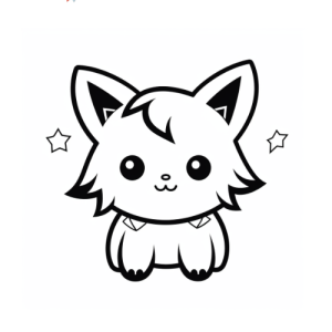 Dibujo de un perrito kawaii lindo con estrellitas para colorear