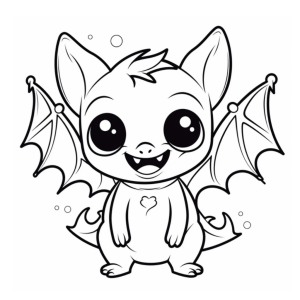 Dibujo de murciélago kawaii tierno para colorear