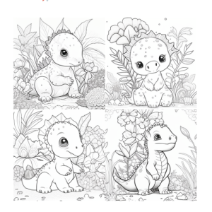 Dibujo de dinosaurios adorables para colorear