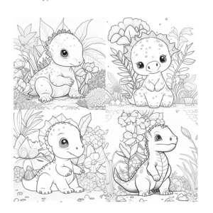 Dibujo de dinosaurios Tyrannosaurus bebés animados para colorear