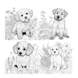 Dibujo de perritos adorablemente lindos para colorear