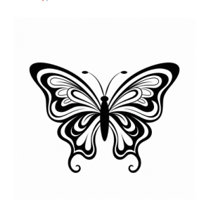 Dibujo de mariposa elegante con borders negros para colorear