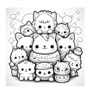 Dibujo de adorables gatos apilados para colorear