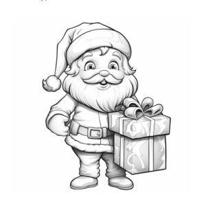 Dibujo de papá noel con regalos para colorear