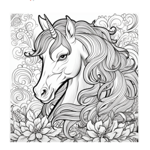 Dibujo de unicornio con flores para colorear