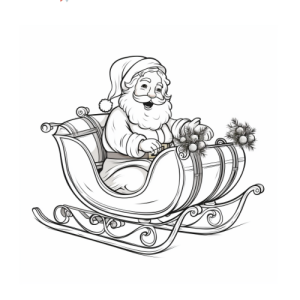 Dibujo de papá noel en su trineo para colorear