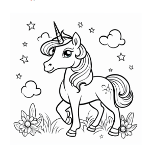 Dibujo de unicornio mágico para colorear