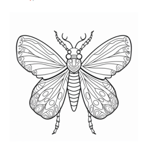 Dibujo de polilla decorativa detallada para colorear