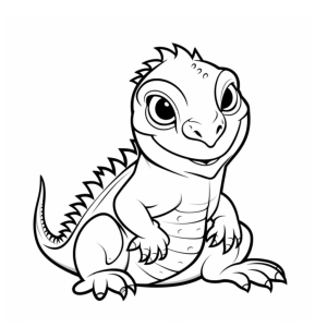 Dibujo de un simpático dinosaurio Ankylosaurus  animado para colorear