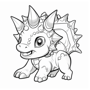 Dibujo de dinosaurio Triceratops animado adorable para colorear