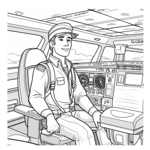 Dibujo de piloto en cabina para colorear