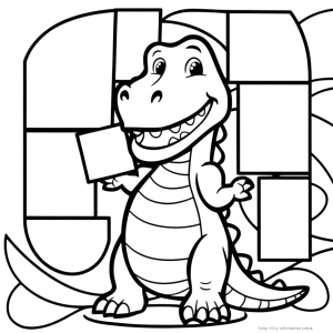 Dibujo de dinosaurio divertido para colorear