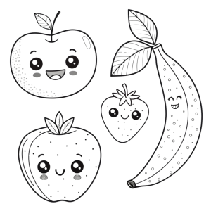 Dibujo de frutas divertidas para colorear