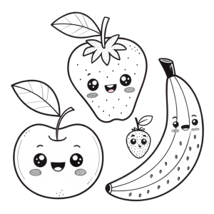 Dibujo de frutas kawaii para colorear