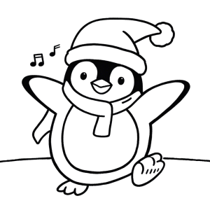 Dibujo de pingüino navideño feliz para colorear