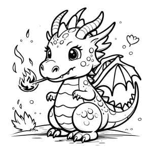 Dibujo de un adorable dragón para colorear