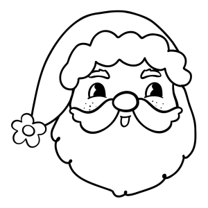 Divertido Santa Claus con sombrero y barba: dibujo navideño para colorear