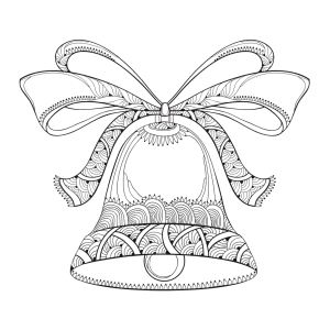 Campana navideña decorativa con lazo y detalles intrincados
