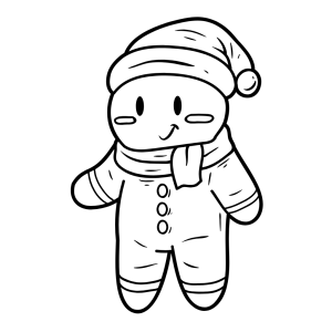 Muñeco de navidad con gorro y bufanda para colorear