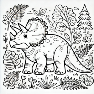 Triceratops en un entorno natural lleno de vegetación